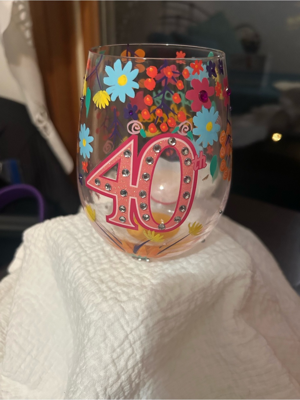 Lolita Floral 40th Stemless 20oz Glass - Pink and Multicolor
